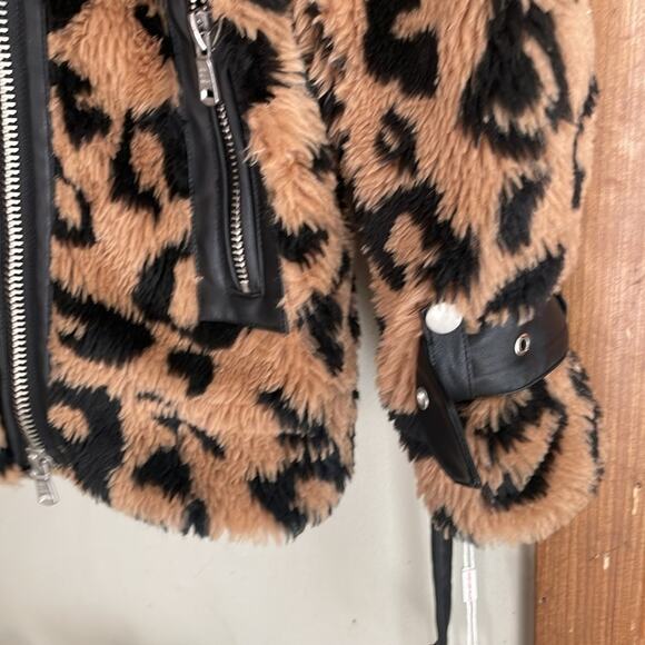 Avec Les Filles Teddy Faux Fur Biker Jacket - Picture 9 of 16